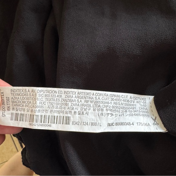 Zara Black Long Dolman Sleeve Mini Dress Gathered V Neck - Picture 8 of 9